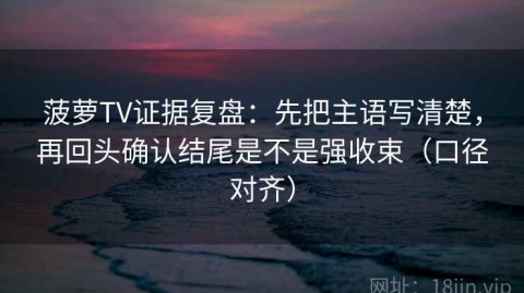 菠萝TV证据复盘：先把主语写清楚，再回头确认结尾是不是强收束（口径对齐）