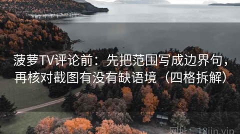 菠萝TV评论前：先把范围写成边界句，再核对截图有没有缺语境（四格拆解）