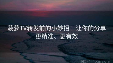菠萝TV转发前的小妙招：让你的分享更精准、更有效
