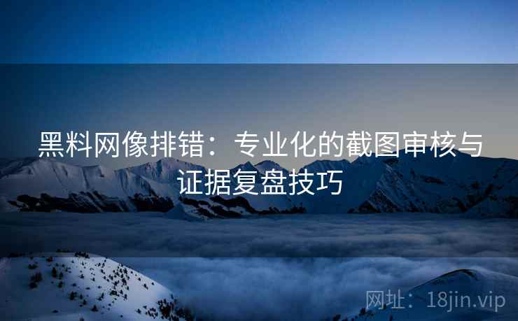 黑料网像排错：专业化的截图审核与证据复盘技巧