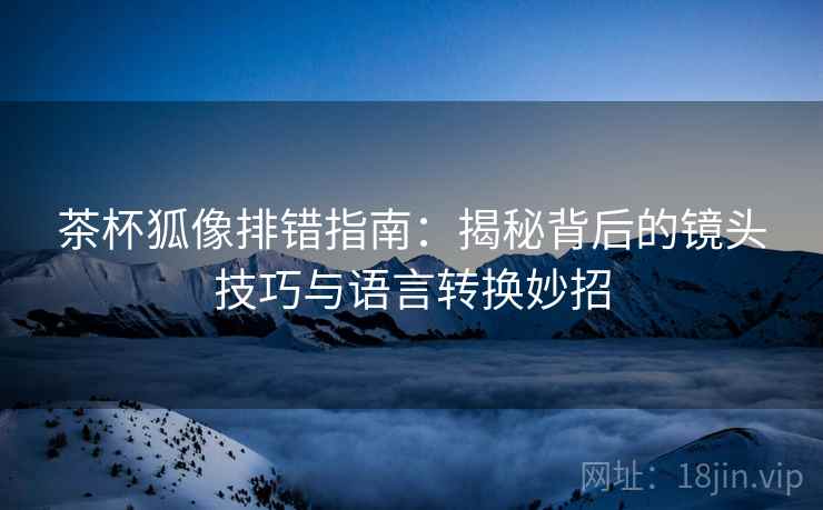 茶杯狐像排错指南：揭秘背后的镜头技巧与语言转换妙招